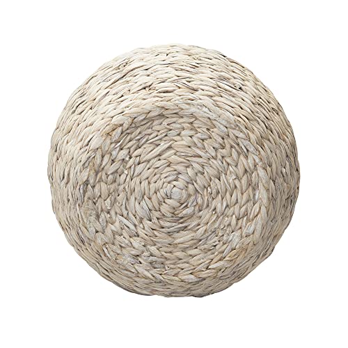 Household Essentials Handwoven Water Hyacinth Barrel Wicker Storage Basket Side Table, Cream Finish - color: Cream Water Hyacinth, style: Water Hyacinth