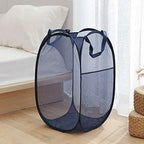 2 Laundry Baskets, pop-up Laundry Baskets, Foldable mesh Laundry Baskets (Each with 2 Reinforced Handles, Blue - color: 2 blue