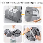 150L Collapsible Laundry Basket, 3-Compartment Foldable Hamper with Handles, Durable & Lightweight Clothes Organizer for Laundry Room, Dorm, Travel - Grey