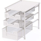 Simple Houseware 3 Tier White Alloy Steel Sliding Basket Organizer Drawer Cabinet - color: White, size: 3-Tier