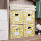 MAX Houser Fabric Storage Bins Cubes Baskets Containers with Dual Plastic Handles for Home Closet Bedroom Drawers Organizers, Foldable, Set of 4 (Yellow) - color: 28 yellow