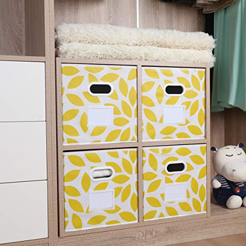 MAX Houser Fabric Storage Bins Cubes Baskets Containers with Dual Plastic Handles for Home Closet Bedroom Drawers Organizers, Flodable, Set of 6 (Yellow) - color: 22 yellow