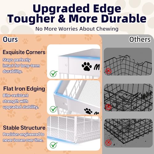 Kaiferty Indestructible X-Large Dog Toy basket, Chew-Proof Medium Toy Bin, Pet Toy Bin Dog Metal Basket for Toys, Puppy Toy Storage Organizer Blankets, Toy Box for Living Room Area (White) - color: White, size: XL:16.5"L x 12.6"W x 8.7"H
