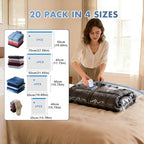 BoxLegend 20 Pack Travel Vacuum Storage Bags with Wireless USB Electric Pump (1200mAh) 4 Sizes for Luggage, Suitcase & Backpack Must-Have Travel Essentials Save 80% Space for Clothes & Packing - size: TRAVEL 20 PACK-Electric Pump