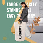 Caroeas 125L Laundry Basket,Large Laundry Hamper, Laundry Bag with Padded Handles, Clothes Hamper Stands Up Well, Collapsible Free Standing Easy Storage Washing Bin (Beige,125L) - color: Beige, size: 125L