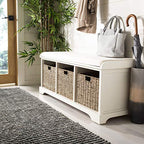 Safavieh American Homes Collection Lonan Grey and White Wicker Storage Bench - color: White