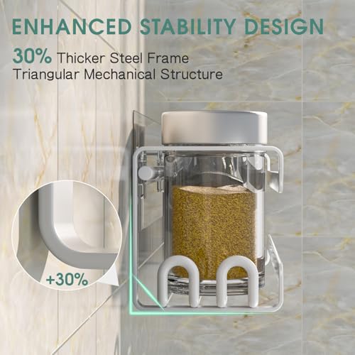 LUCYCAZ 4 Pack Wall Mounted Spice Rack with 16 Hooks, Spice Organizer Shelf for Stove Cabinet Pantry Door,Screw or Adhesive Spice Shelf Hanging Wall Spice Rack in Kitchen and RV (White, 4 PACK) - color: White, size: 4 PACK