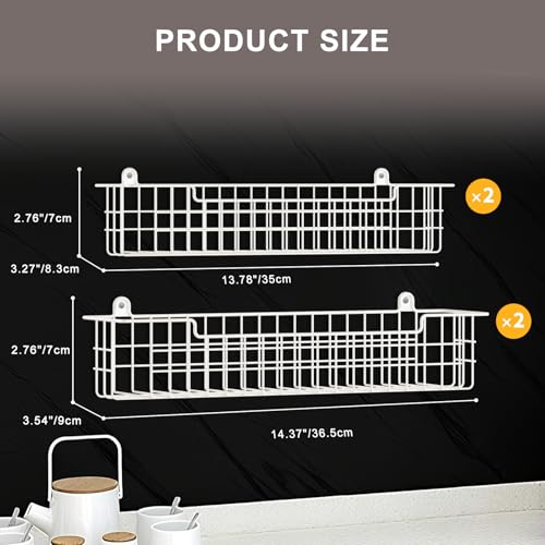 Spice Rack, 4-Pack Seasoning Organizer Wall Mount for Kitchen Storage Organization, Spice Holder Metal Shelf Saving Space for Cabinet, RV, Pantry, White - color: White-4 Pack