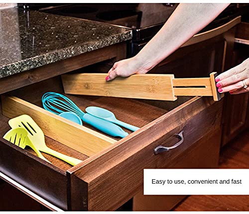 Bamboo Drawer Dividers Set of 4, Adjustable Drawer Organizers for Kitchen, Bedroom, Bathroom, Dresser & Office (13"-17") - size: 13"-17"