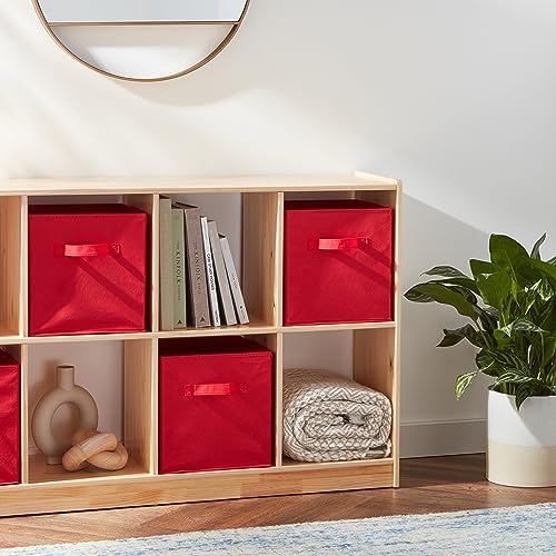 Amazon Basics Collapsible Fabric Storage Bins with Handles, Cube Organizer, Home Organization, 10.5"x10.5"x11", Red, 6-Pack - color: Red, size: 10.5"x10.5"x11"