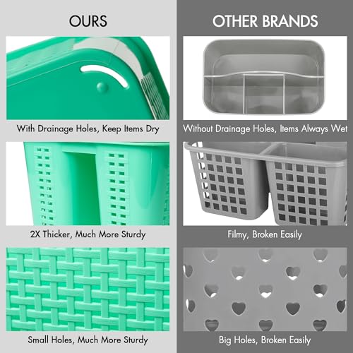 Tiawudi Portable Shower Caddy, Caddy Organizer with Handle, Plastic Shower Basket Hold Soap, Shampoo, Hair Supplies and Beauty Products, Cleaning Supplies Organizer for Home, Dorm, Shelf and Cabinet - color: Pistachio