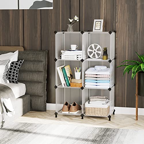 AWTATOS Closet Organizer 6 Cube Closet Storage Shelves DIY Stackable Clothes Storage Organizer Shelving for Closet Bedroom, Home, Translucent - color: Translucent