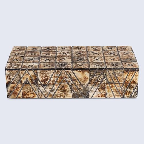 Handicrafts Home Decorative Storage Box 10x4.5 – Remote Control Holder, Jewelry Organizer, Modern Decorative Box with Lid, Boho Chic Home Décor Accent, Vintage Memory Box for Living Room Shelf Décor - color: KEPT-PARADOX, size: 10x4.5x2.5 Inch