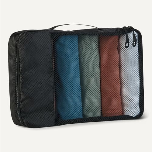 Amazon Essentials 4-Piece Packing Cubes Travel Accessories Set, Luggage Organizer with Double Zipper, Mesh Top, Space-Saving, Medium, Black (Previously Amazon Basics) - color: Black, size: 4 x Medium