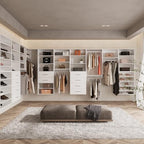 ROOMTEC Modular Closet System, 31.5" Shelf Closet Tower Wall-Mounted Closet Organizer, Wooden Tower for Walk-In Closets, Wardrobe Storage Kit, White - size: 31.5" Wide, style: Model 10