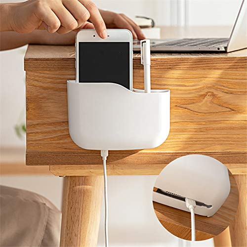 Remote Control Holder, Wall Mounted tv Bed Remote Control Caddy Organizer for Living Room Bedroom Wall (White)