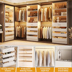 Aheaplus Closet System with 12 Drawers, 8.5-11.5Ft Wood Closet Organizer System with 4 Hanging Rods & 3 Towers, 4Ft & 6Ft L-Shaped Walk-in Closets Wardrobe Organizer Clothes Rack, Set of 3, White1 - color: White