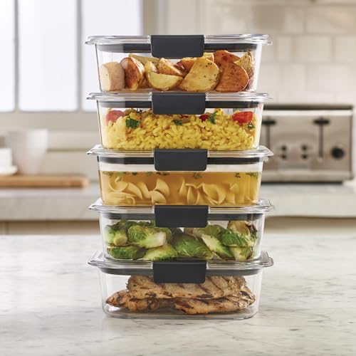 Rubbermaid Brilliance Tritan Plastic Food Storage Containers BPA Free Airtight Lids Ideal for Lunch Meal Prep & Leftovers Set of 5 (3.2 Cup) - size: 3.2 cup (10-Piece)
