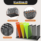 Kuntine.B Desk File Organizer Upright Mesh Desktop Organizer File Sorter Office Organization File Holder for Home, Office & Classroom (Black, 2 Pack 5-Section)
