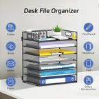2 Pack 7 Tier Paper Organizer - Mesh Desktop File Holder with Handles for Office School Desk, Black - color: 2Pack Black
