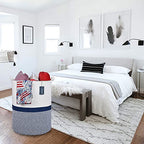 COMSE Extra Large Blanket Basket, Tall Woven Storage Basket, Nursery Hamper, 15.7”x 21.7”, Cotton Rope Laundry Hamper for Toys Clothes Towels, Blend White/Navy Blue - color: Blend White & Navy Blue