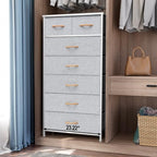 Crestlive Products Vertical Dresser Storage Tower - Sturdy Steel Frame, Wood Top, Easy Pull Fabric Bins, Wood Handles - Organizer Unit for Bedroom, Hallway, Entryway, Closets - 7 Drawers (Light Gray) - color: Light Gray, style: 7 Drawers