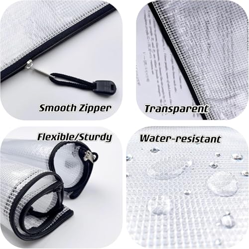 Plastic Mesh Zipper Pouch Document Folders Bag Zip File Bags for Office Supplies Storage-15 Pcs (Black, 9"x 13") - color: Black, size: 9"x 13"