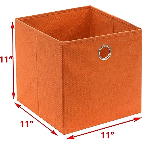 SIMPLE HOUSEWARE Foldable Cube Storage Bins with Handles, 11-Inch, Orange, 6-Pack, Fabric Cubes Organizer for Closet or Shelves - color: Orange