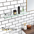KOKOSIRI Bathroom Shelves Wall Mount 20-Inch Floating Glass Shelf Kitchen Hanging Rack Shower Storage, 2 Pack Polished Stainless Steel B1107CH-L20-P2 - color: Polished Chrome, size: 20-Inch(2 Pack)
