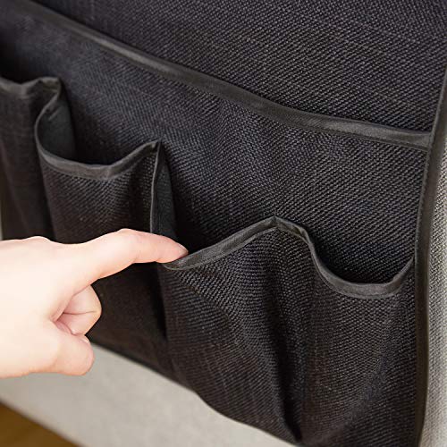 FLYILY Sofa Armrest Organizer Non-Slip Arm Chair Hanging Caddy Remote Control Holder for Magazine, Phone, Books, Glasses(Black,13in) - color: Black, size: 35"x13"