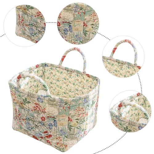 Boho Fabric Storage Basket, Boho Laundry Basket with Handle, Floral Pattern Foldable Laundry Baskets, Large Capacity Tote Bag Convenient for Organizing Clothes and Sundries - color: Light Blue