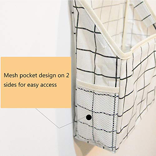 Fantasyon Wall Hanging Storage Bag, Waterproof Over The Door Closet Organizer Hanging Pocket Linen Cotton Organizer Box Containers for Bedroom, Bathroom (White) - color: White