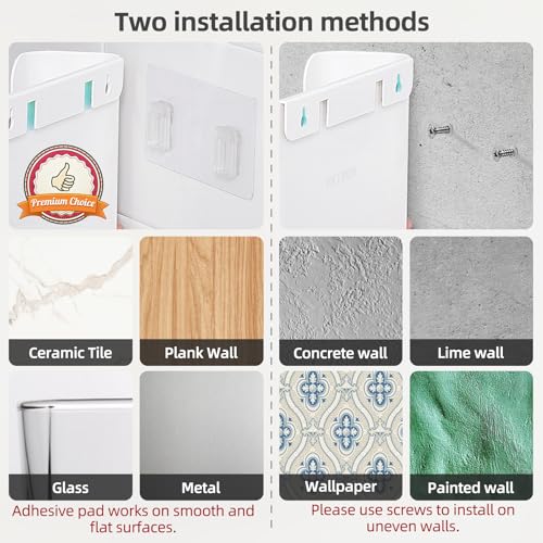 Hanging Wall Mount File Organizer Holder No Drilling Door Office Mail Supplies Storage Magazine Envelope Planner Wall Single Pocket Plastic (Off White)