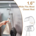 Cozcty Purse Hanger Closet, 2 Pack Clear Purse Organizer for Closet, Heavy Duty Bag Holder with 6 Hooks, Space Saving Hanging Bag Organizers and Storage for Handbags, Totes