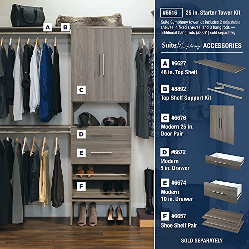 ClosetMaid SuiteSymphony Wood Top Closet Shelf, 48-Inch Wide, Graphite Grey - color: Graphite Grey