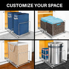 LYNK PROFESSIONAL® Double Pull Out Trash Can Under Cabinet - Under Sink Trash Can Slider - Trash Can Slide Out Drawer - Sliding Pull Out for Kitchen Garbage Bin (Trash Cans Not Included) - size: 14-1/8" W x 20-1/4" L x 11-1/2" H