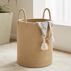 YOUDENOVA Cotton Laundry Hamper, 72L - Woven Collapsible Basket - Jute Brown - color: Jute Brown, size: 72L
