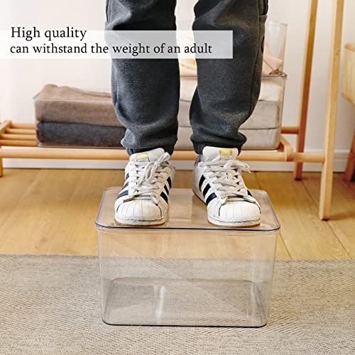 Lidded Plastic Storage Bins Set Clear Desk Basket Box Organizer Kitchen Container Clothes Laundry Closet Cabinet Shelf, Organization and Storage for Shelves Office Bathroom(clear 3XL+2M) - color: clear 3XL+2M