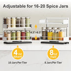 iSPECLE 2 Pack Pull Out Spice Rack - Rotate Peel and Stick No-Drill Vertical Spice Rack Organizer for Cabinet Easy Access Spices, Adjust Height for 4oz to 8oz Spice Jars, Fits Small Pantry Cabinet - color: 2-Pack White