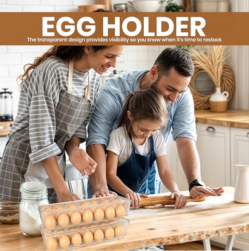 Utopia Home Egg Container With Lid and Handle for Refrigerator Organization- Pack of 2 - Clear Stackable Egg Holder for Kitchen or Pantry Organizers and Storage - size: Pack of 2