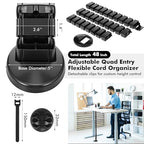 Yaomiao 4 Pack Under Desk Vertebrae Cable Management Kit Standing Desk 48'' Adjustable Quad Entry Flexible Cord Organizer with Ties, Stick-on Clips Cable Management Set for Home User Office Worker
