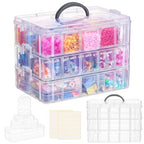 SGHUO Bead Organizer Box, 56 pcs Small Organizers, 3-Tier Stackable Storage Container Box for Art Craft Storage, Washi Tape, Kids Toys, Jewelry, Beauty & Sewing Supplies - style: 3 tier-mix