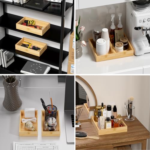Lixple Bamboo Drawer Organizer for Kitchen Utensils, 2 Pack Stackable Bamboo Kitchen Drawer Organizers, Silverware & Utensil Drawer Trays, 10" x 6" x 2" (Outer), 9.3" x 5.3" x 1.3" (Inner) - color: Yellow, size: 10 x 6 x 2 Inch