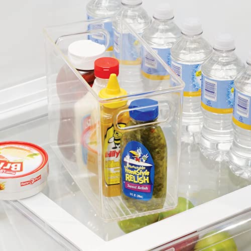 mDesign Plastic Tall Food Storage Organization Container Bin with Handles for Kitchen, Pantry, Cabinet, Fridge/Freezer, Countertop - Organizer for Snacks/Appliances, Ligne Collection, 8 Pack, Clear - size: 10 x 5 x 8 (Pack of 8)
