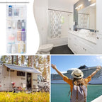 Lifewit Cruise Essentials Shower Caddy Must-Have, 9 Pockets Hanging Bathroom Organizer with Quick-Dry Mesh, Portable Shower Bag to Storage Soap, Shampoo, for RVing, Travel, Camping, White, 1 Pack - size: 17" x 34"
