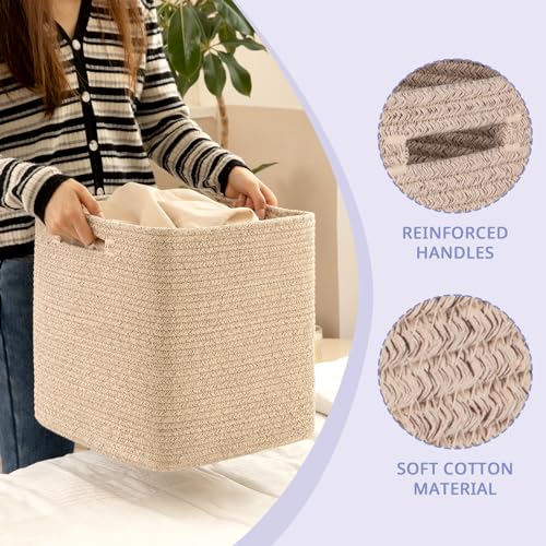 OIAHOMY Storage Cubes, 13 Inch Cube Storage Organizer, Collapsible Storage Bins, Baskets for Organizing, Storage Bins for Shelves-Brown, 3-PACK - color: Brown, size: 3Pcs-13*13*13inch