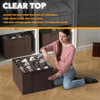 SpaceAid Shoe Organizer for Closet, 2 Pack Foldable Shoe Storage Containers Baskets Boxes Bins w/Adjustable Dividers, Fits 16-32 Pairs, Brown - color: Brown