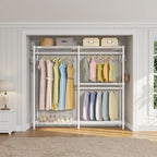 VIPEK V4 Garment Rack for Hanging Clothes, Portable Wardrobe Freestanding Closet Organizer, Heavy Duty Clothes Rack Metal Clothing Rack with 3 Hanging Rods & 2 Side Hooks, Max Load 810lbs, White - color: White, style: V4