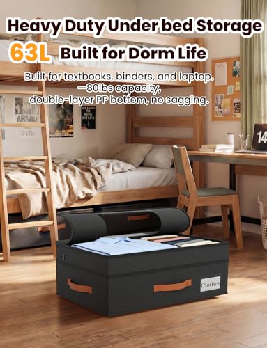 2-Pack Under Bed Storage with Wheels and 6 Vacuum Seal Bags, Adjustable Height 7.9"-10.2",Heavy Duty Capacity,Clear Lid Organizer for Dorm Bedroom Clothes Shoes Books,Quick Assembly Space Saver，Black - color: Black, size: 10.2 inches