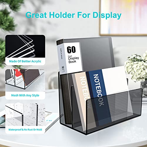Boloyo Acrylic File Holder,1PC 2 Sections Clear Black File Organizer Mail Letter Sorter Desktop Folder Holder for Home Office School Envelope Bill Filling Paper Document - color: Clear Black, size: 2 Sections(1PC)